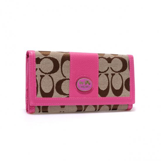 Coach Legacy Slim Envelope in Signature Large Pink Wallets BLO | Women - Click Image to Close